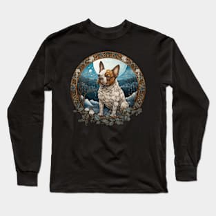 White and Tan Frenchie Illustration Long Sleeve T-Shirt